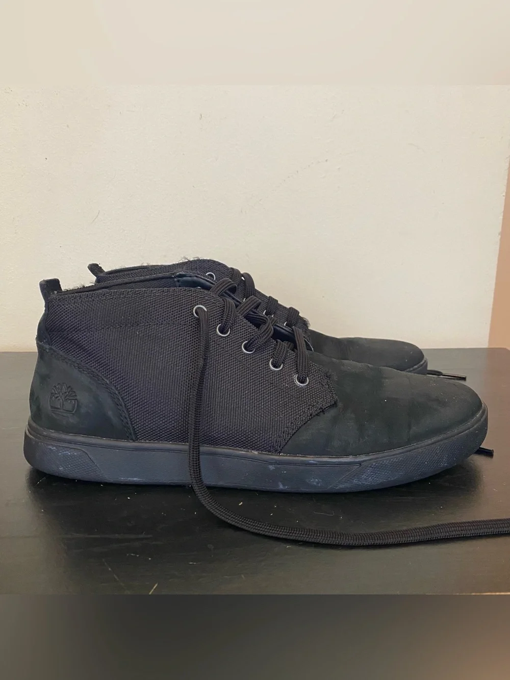 Timberland Men's 7.5 Groveton Shoes Leather & Canvas Fabric Chukka Blackout